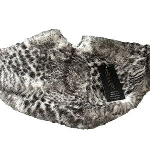 Rachel Zoe FUR LEOPARD CHRISTMAS TREE SKIRT faux Black White mini Table 24" NEW
